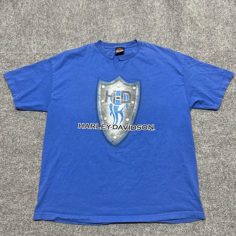 Vintage Harley-Davidson Shirt Men XL Blue Graphic Black Hills Rapid City Y2K USA